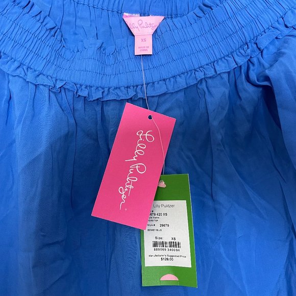 Lilly Pulitzer Moira Off The Shoulder Bennet Top XS Embroidered Bell Sleeve BOHO - Picture 3 of 8